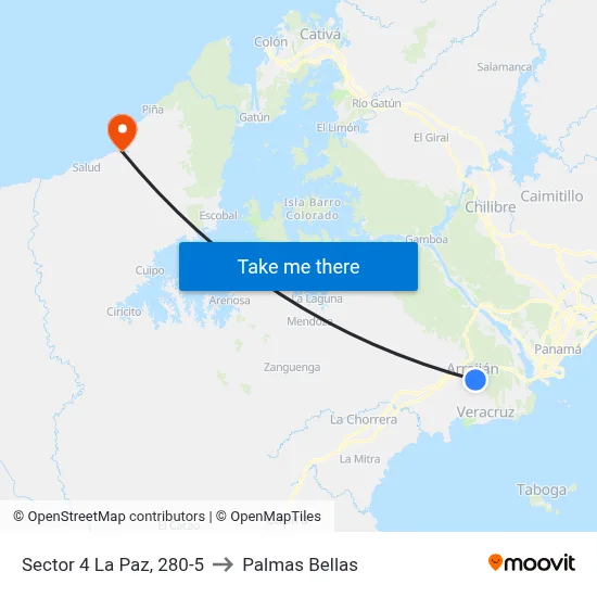 Sector 4 La Paz, 280-5 to Palmas Bellas map