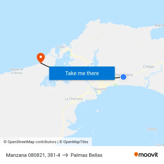 Manzana 080821, 381-4 to Palmas Bellas map