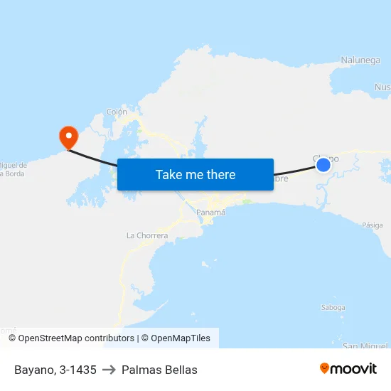 Bayano, 3-1435 to Palmas Bellas map