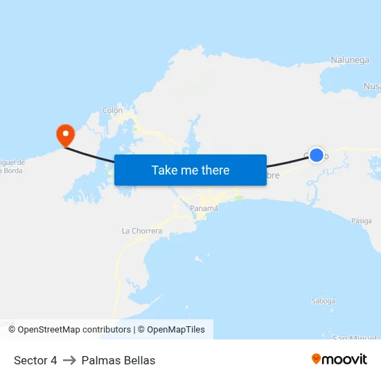 Sector 4 to Palmas Bellas map