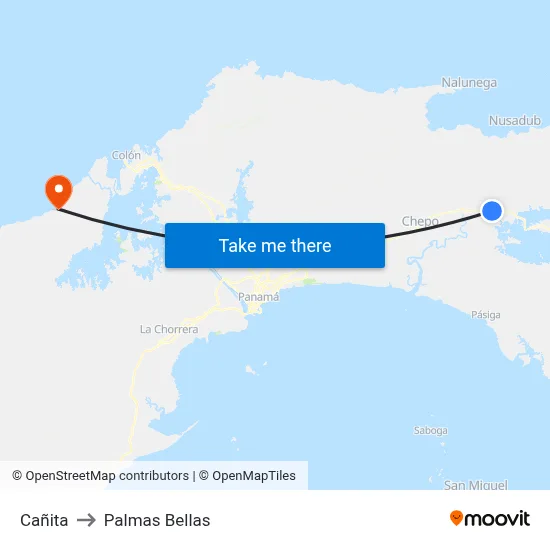 Cañita to Palmas Bellas map