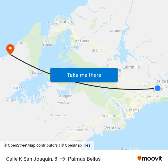 Calle K San Joaquin, 8 to Palmas Bellas map