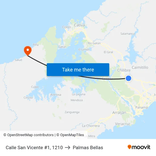 Calle San Vicente #1, 1210 to Palmas Bellas map