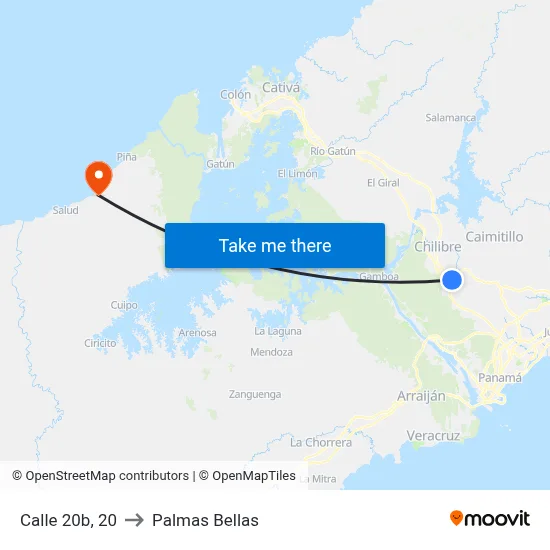 Calle 20b, 20 to Palmas Bellas map