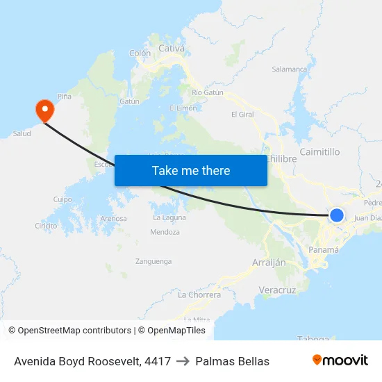 Avenida Boyd Roosevelt, 4417 to Palmas Bellas map