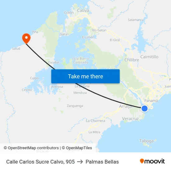 Calle Carlos Sucre Calvo, 905 to Palmas Bellas map