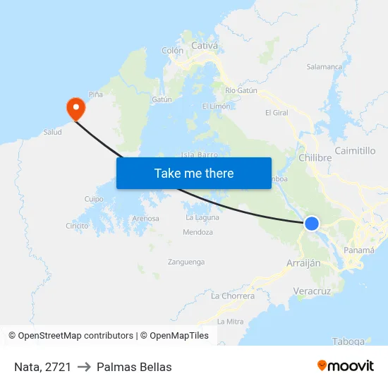 Nata, 2721 to Palmas Bellas map