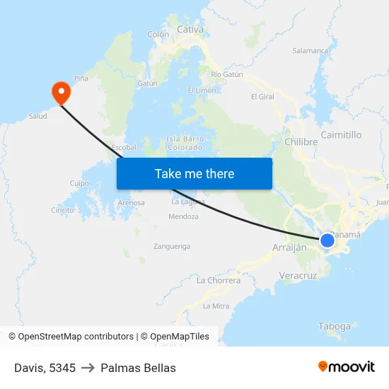 Davis, 5345 to Palmas Bellas map