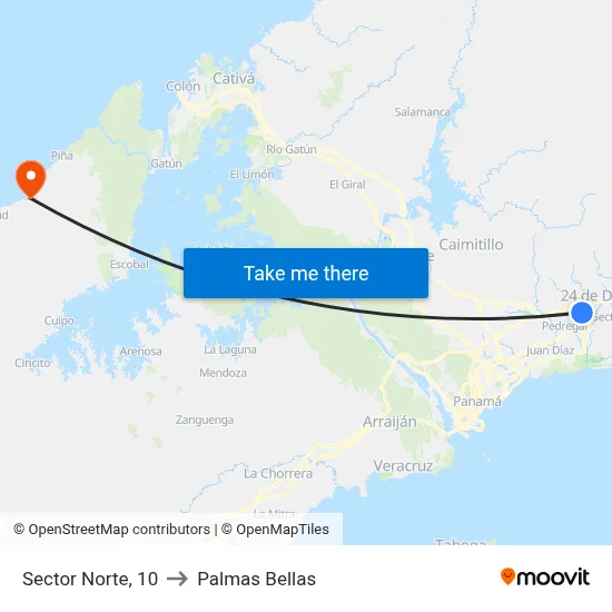 Sector Norte, 10 to Palmas Bellas map