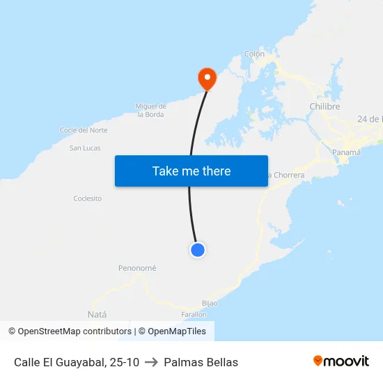 Calle El Guayabal, 25-10 to Palmas Bellas map