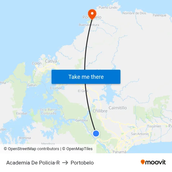 Academia De Policia-R to Portobelo map