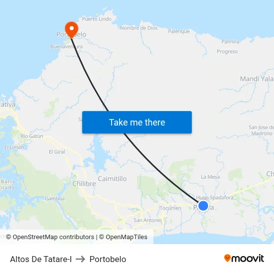 Altos De Tatare-I to Portobelo map
