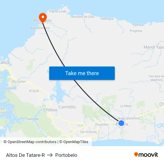 Altos De Tatare-R to Portobelo map