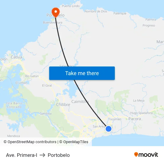 Ave. Primera-I to Portobelo map