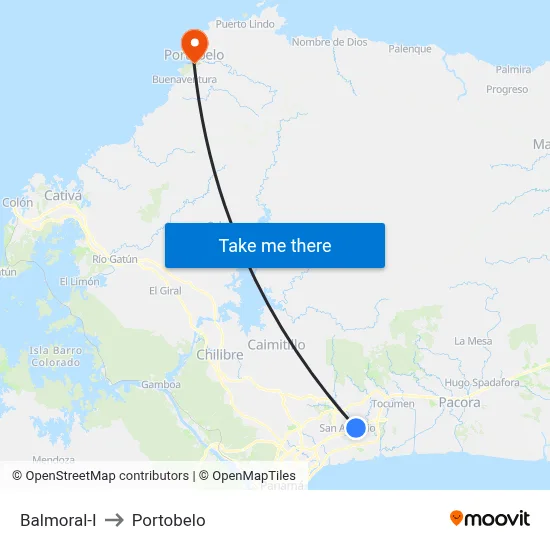 Balmoral-I to Portobelo map