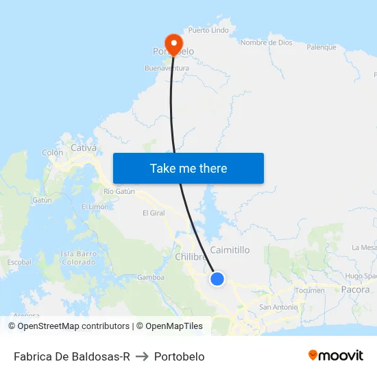 Fabrica De Baldosas-R to Portobelo map