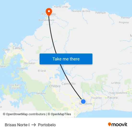Brisas Norte-I to Portobelo map