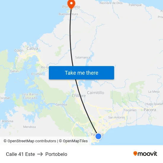 Calle 41 Este to Portobelo map