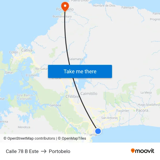 Calle 78 B Este to Portobelo map