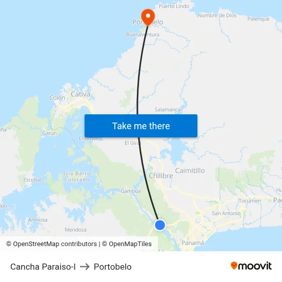 Cancha Paraiso-I to Portobelo map