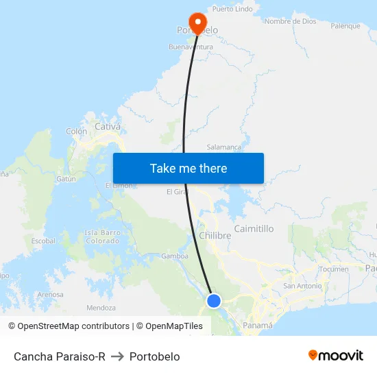 Cancha Paraiso-R to Portobelo map