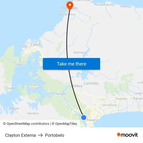 Clayton Externa to Portobelo map