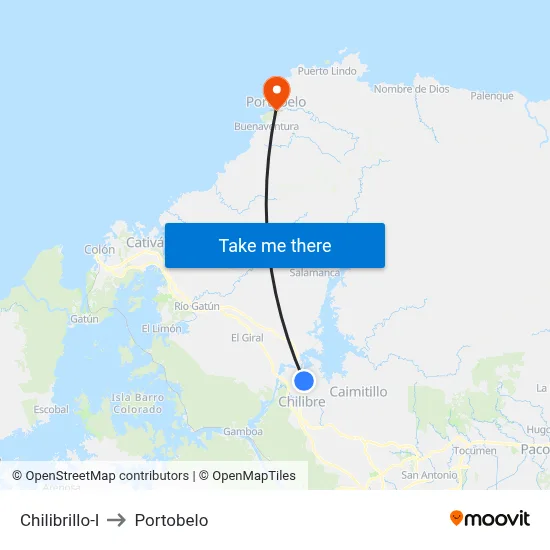 Chilibrillo-I to Portobelo map