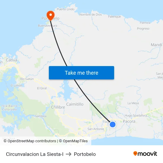 Circunvalacion La Siesta-I to Portobelo map