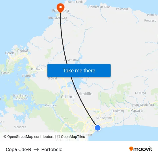 Copa Cde-R to Portobelo map