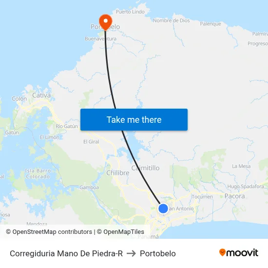 Corregiduria Mano De Piedra-R to Portobelo map