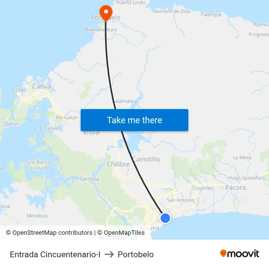Entrada Cincuentenario-I to Portobelo map