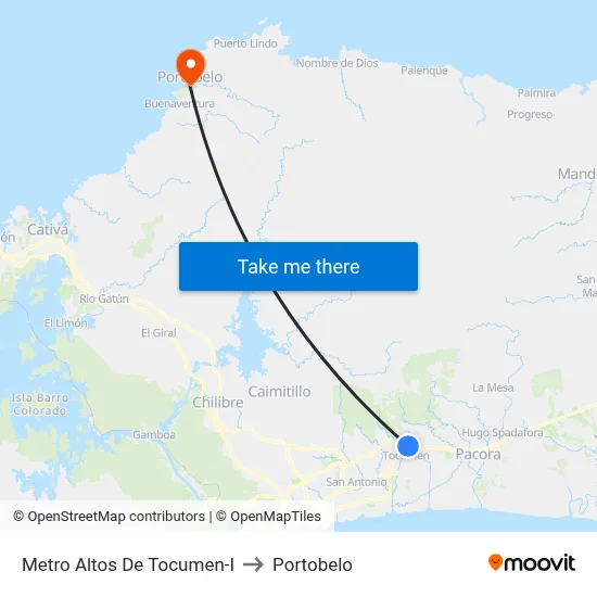 Metro Altos De Tocumen-I to Portobelo map