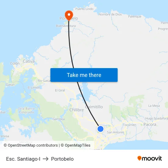 Esc. Santiago-I to Portobelo map