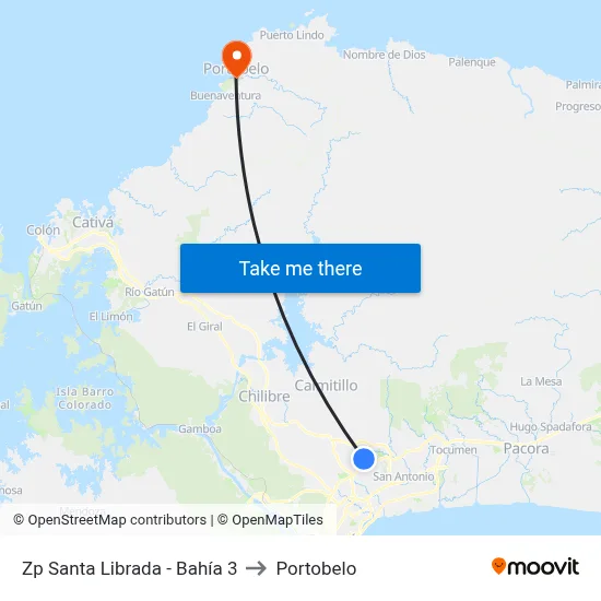 Zp Santa Librada - Bahía 3 to Portobelo map