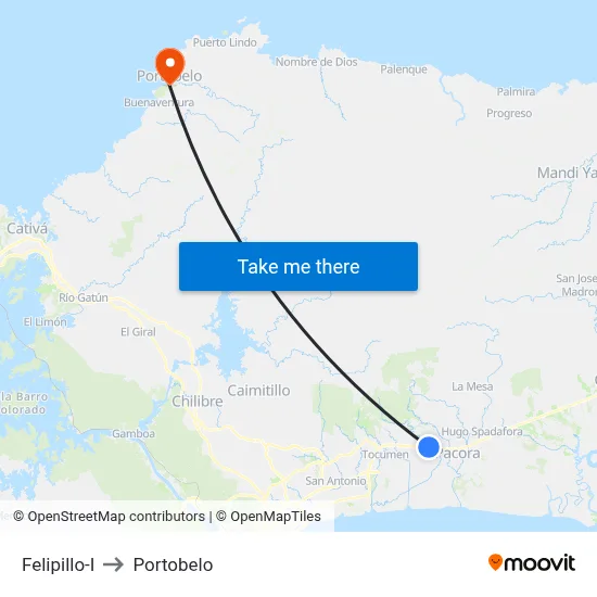 Felipillo-I to Portobelo map