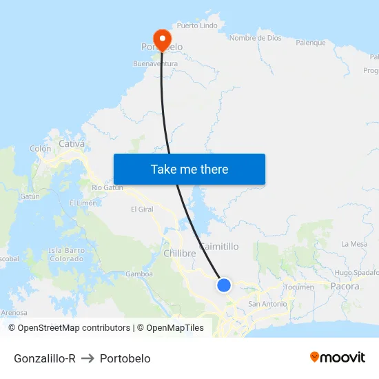 Gonzalillo-R to Portobelo map