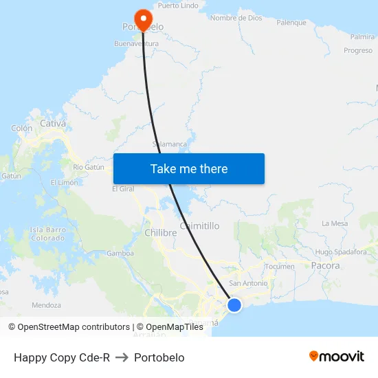 Happy Copy Cde-R to Portobelo map