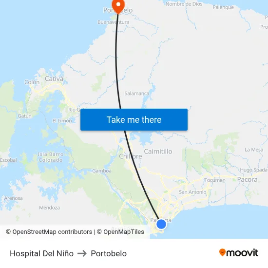 Hospital Del Niño to Portobelo map