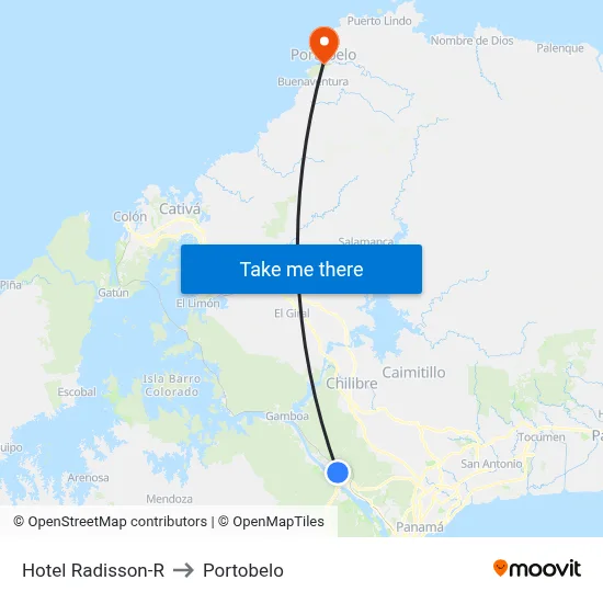 Hotel Radisson-R to Portobelo map