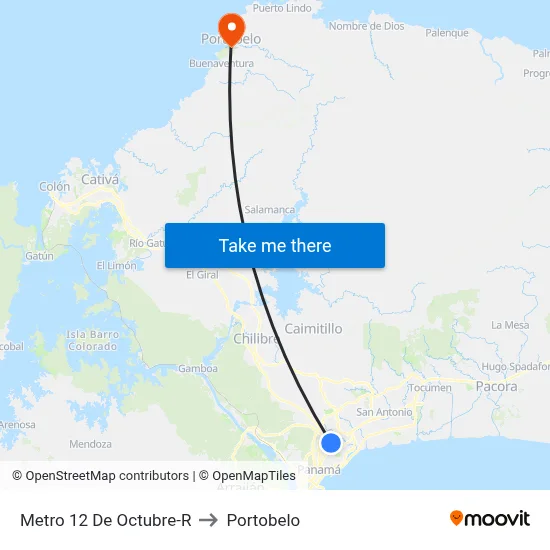 Metro 12 De Octubre-R to Portobelo map