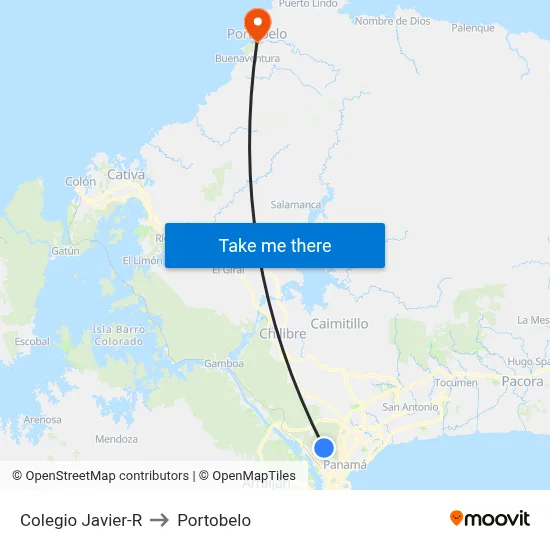 Colegio Javier-R to Portobelo map