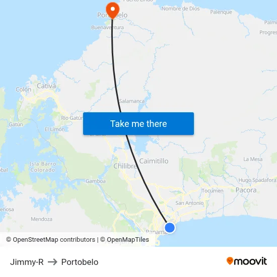 Jimmy-R to Portobelo map