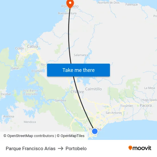 Parque Francisco Arias to Portobelo map