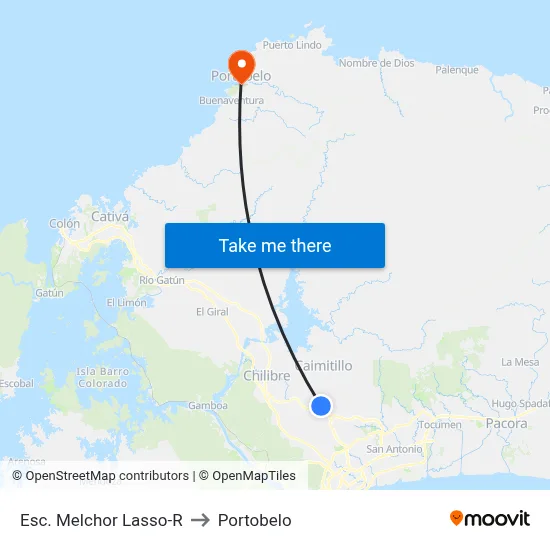 Esc. Melchor Lasso-R to Portobelo map