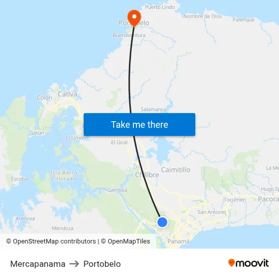 Mercapanama to Portobelo map