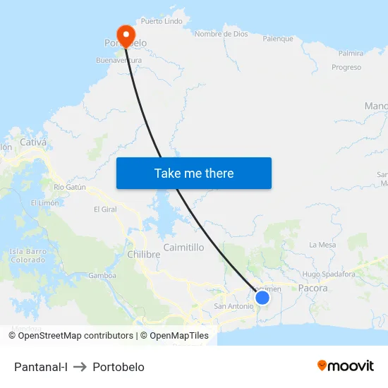 Pantanal-I to Portobelo map
