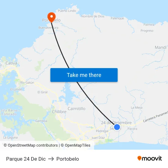 Parque 24 De Dic to Portobelo map