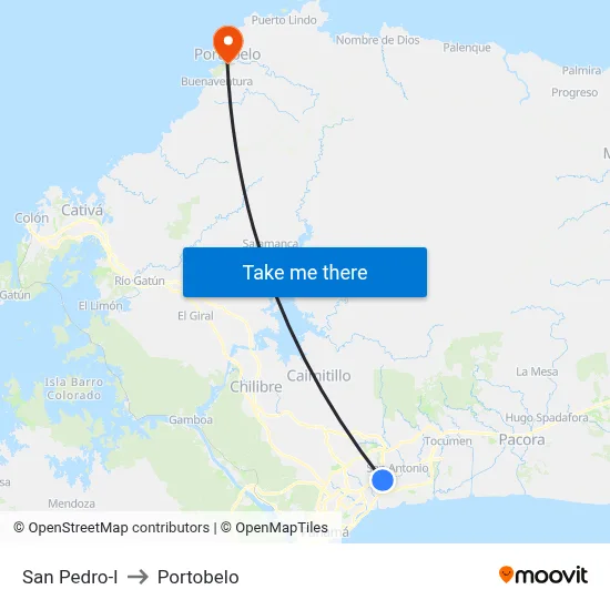 San Pedro-I to Portobelo map