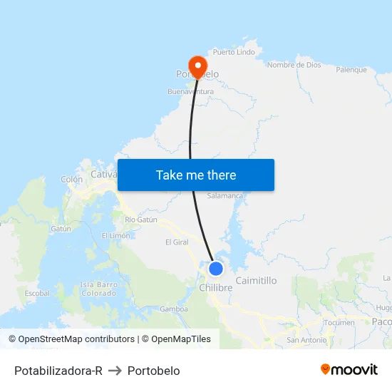 Potabilizadora-R to Portobelo map