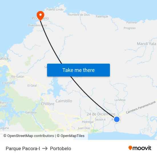 Parque Pacora-I to Portobelo map